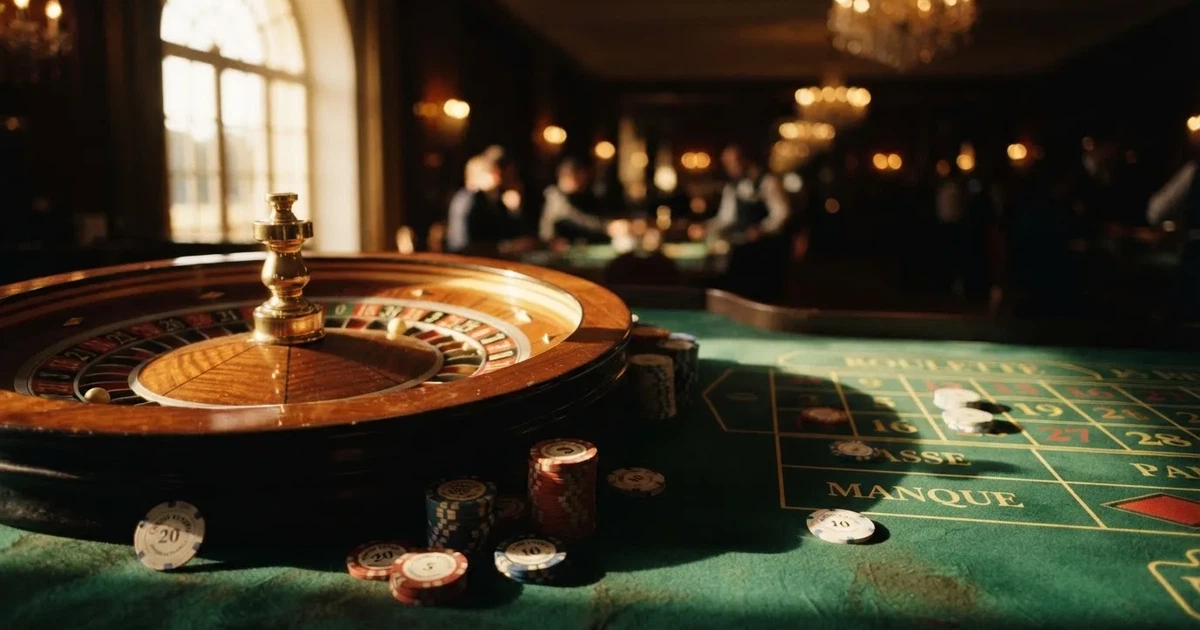 Roda de roleta e fichas sobre feltro verde, sob uma luz quente de fim de tarde — casino apostas em portugal