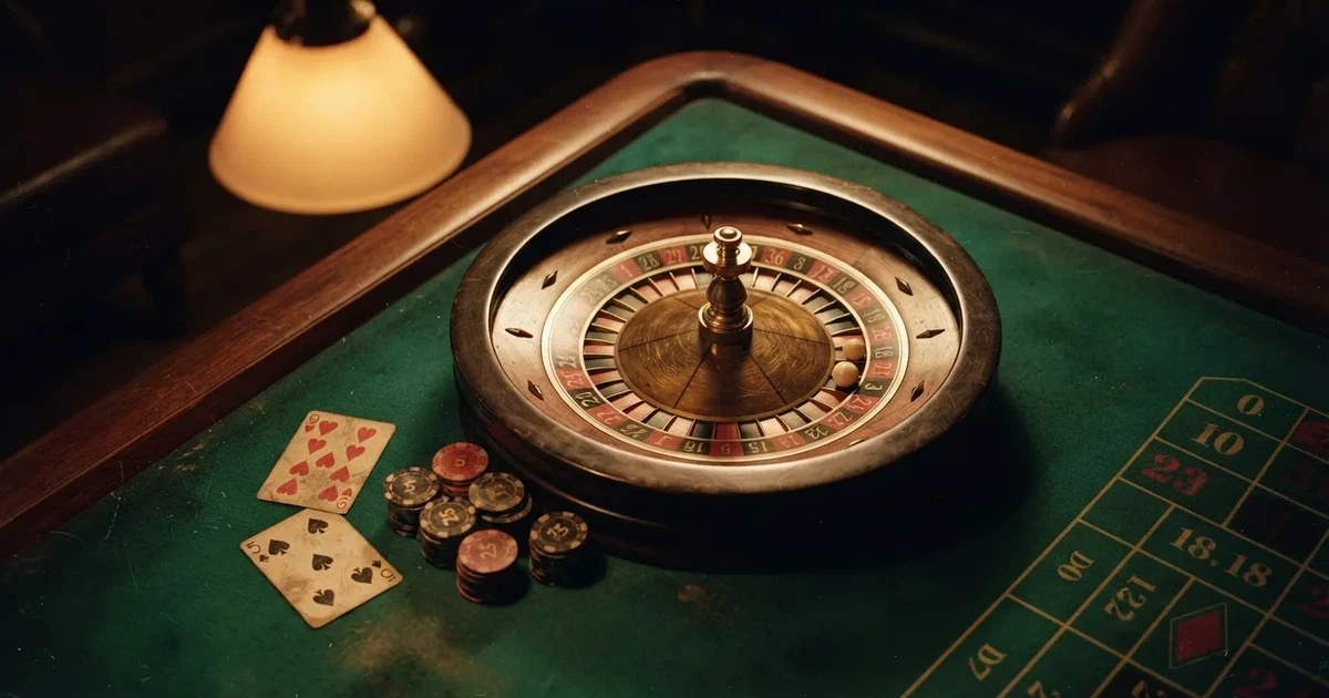Mesa de jogo iluminada com cartas, vista de cima — roleta online grátis pt